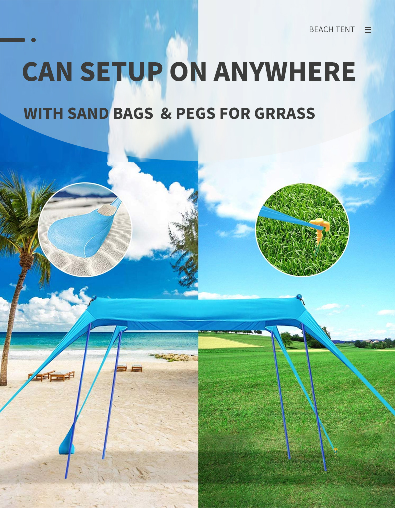 Cheap Goat Tents UPF 50+ Light Sunshade Pop Up Beach Tent, Portable Premium Camping Outdoor Shade Beach Tent Sun Shelter With Sand Shovel   